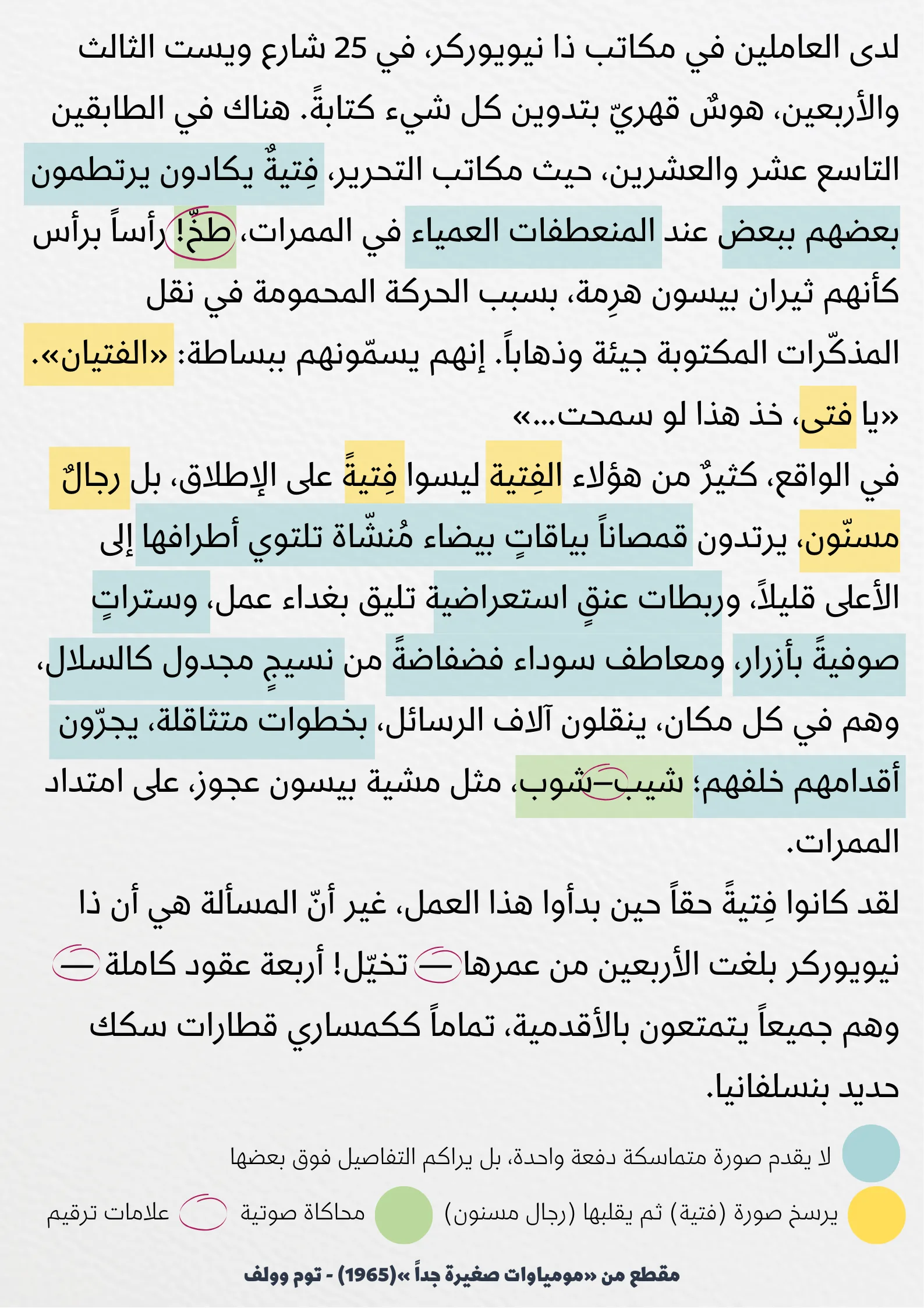 تحليل لغوي لمقطع لتوم وولف